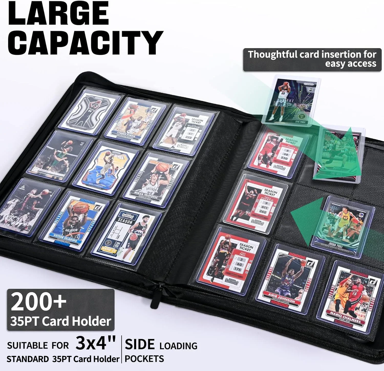 Raccoglitore per carte, porta album per carte collezionabili a 9 tasche adatto per porta carte da 3 x 4" 35pt, porta carte bifacciale