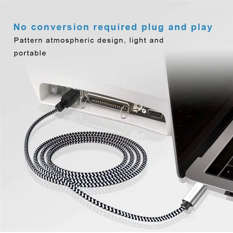 A62T Type C to MIDI Cable USB C to USB B 2.0 Printer Cable for HP for Canon Printers - Durable