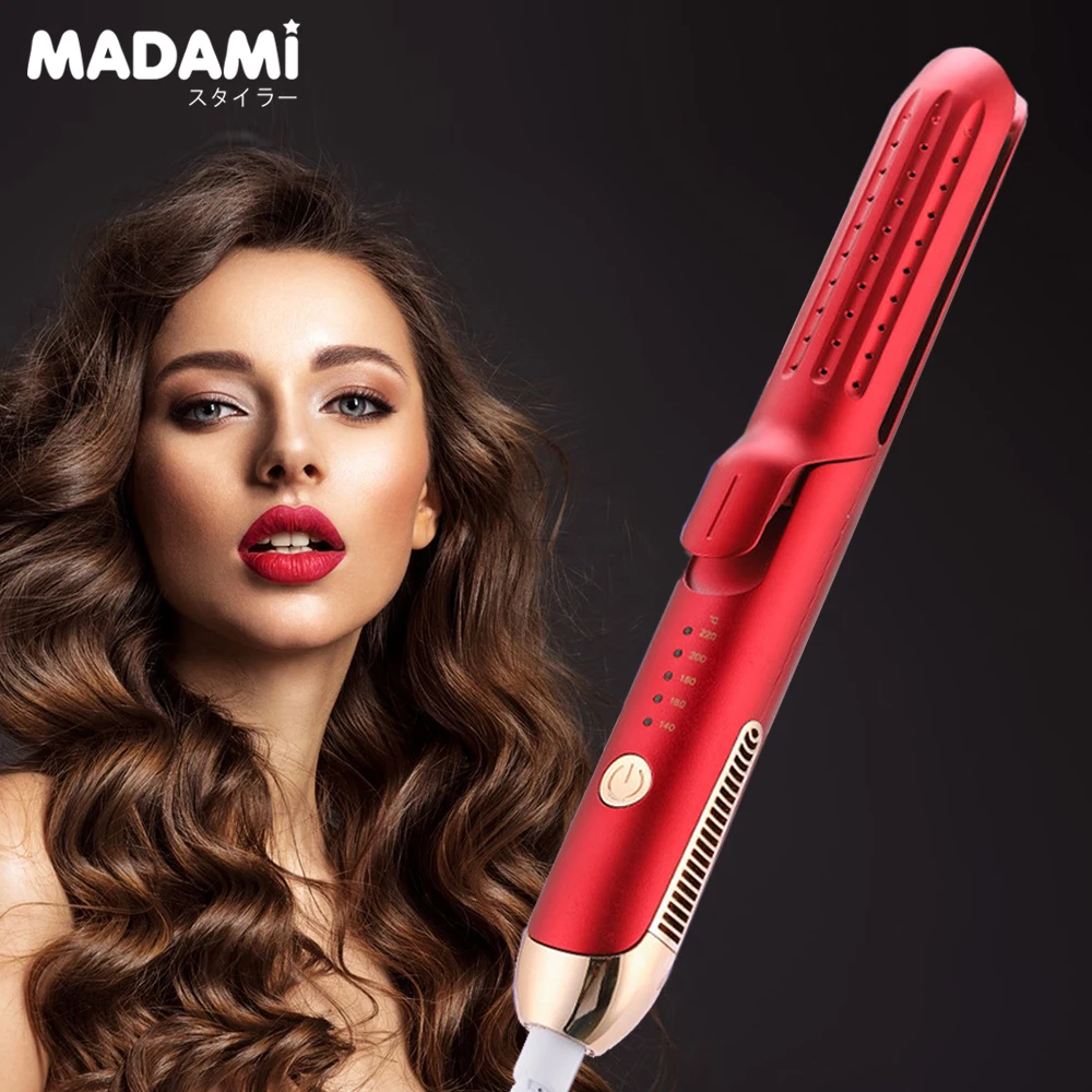 

2 In 1 Curling Irons Tourmaline Ceramic Plate Fast Heating Flat Iron with Cooling Wind Hair Curler Dual Voltage For Home Travel