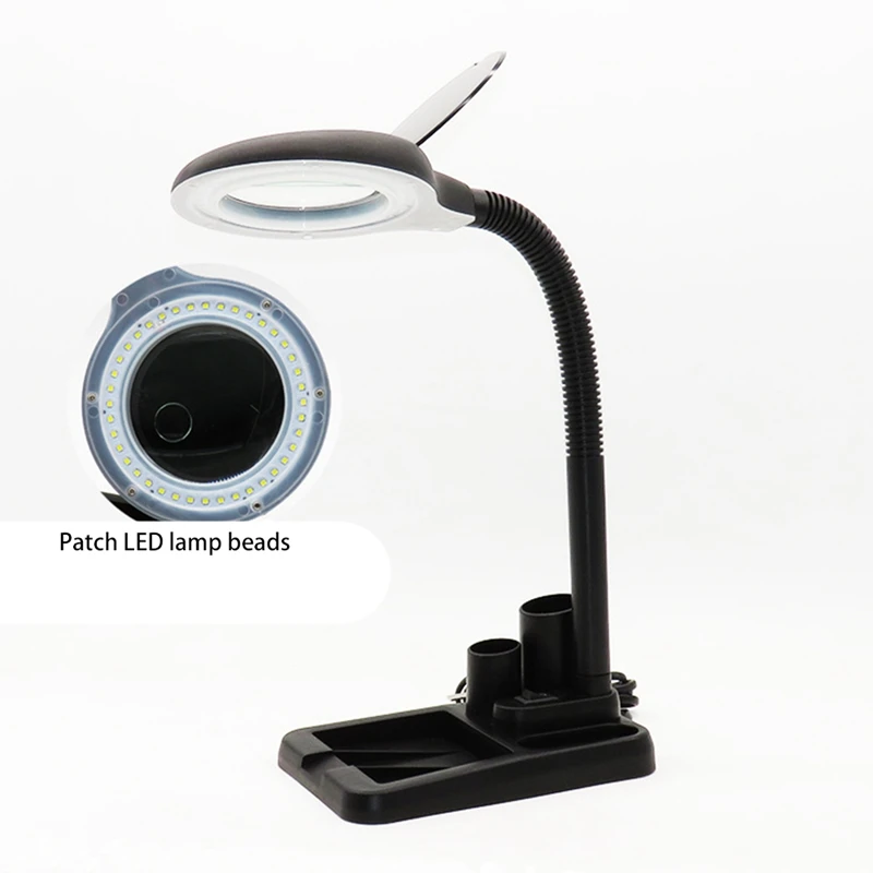 5X/10X 40 LED Lights Magnifying Glass Illuminated Magnifier Lamp Loupe Reading/Rework/Soldering Table Lamp