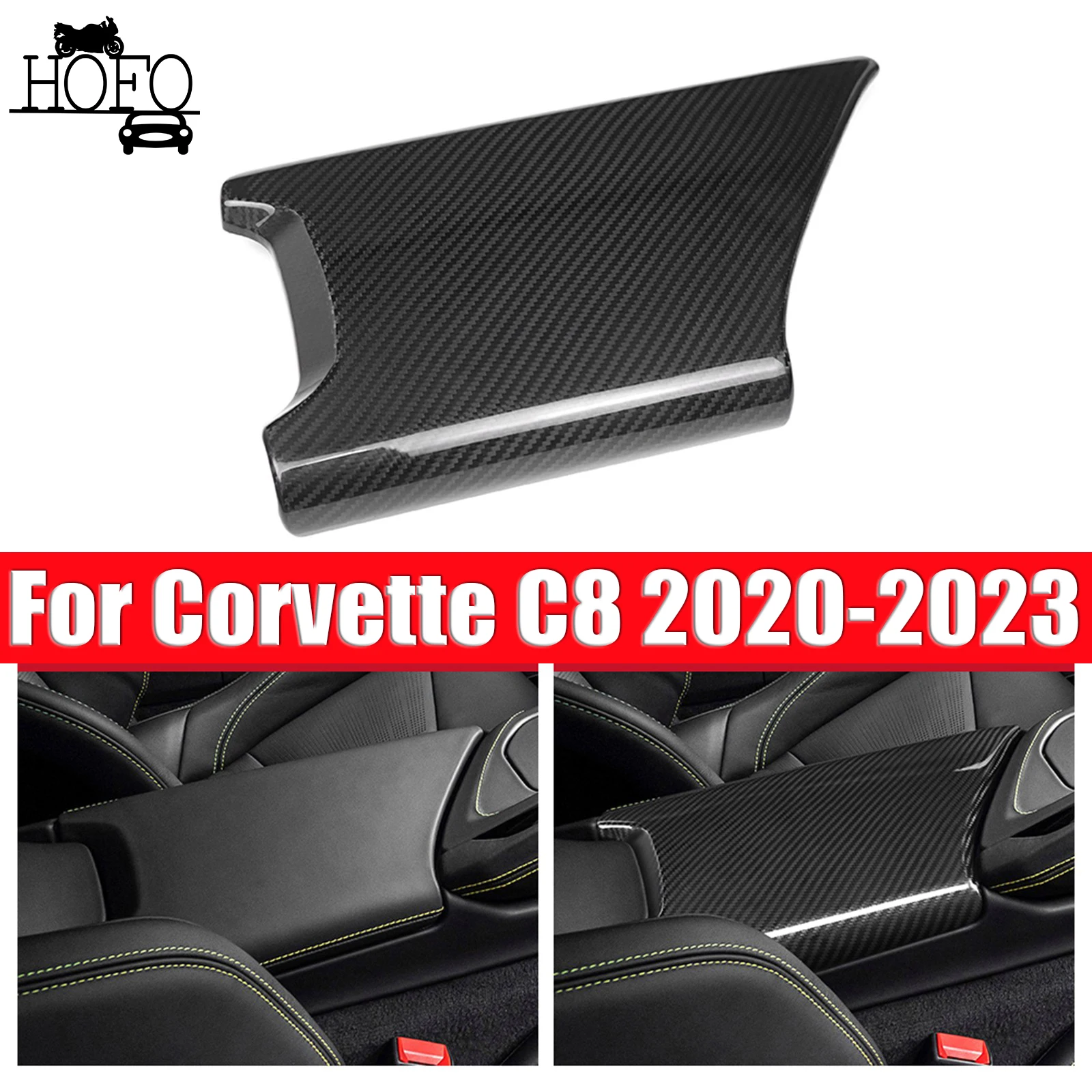 

Real Carbon Fiber Center Console Armrest Box Cover Trim For Corvette C8 2020-2021 2022 2023