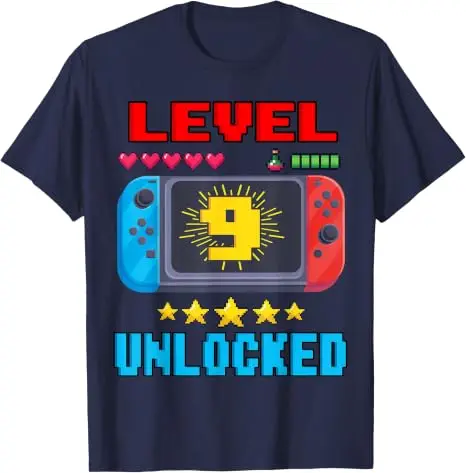 Level 9 Unlocked Video Gamer Vintage T-Shirt Jungenmode 9 Jahre alt Kleidung Y2k 9. Geburtstagsgeschenk für Söhne Neffe Gaming-T-Shirt – Detail 12