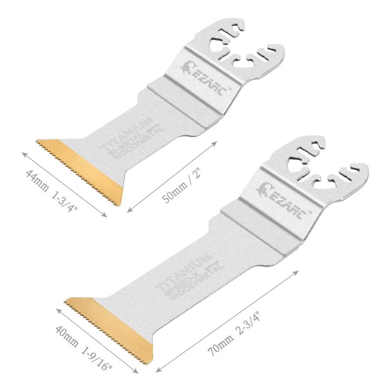 EZARC 6PC All-Purpose Oscillating Multitool Blades Titanium Coated Bi-metal Saw Blades - 3PC Standard 50mm & 3PC Long 70mm