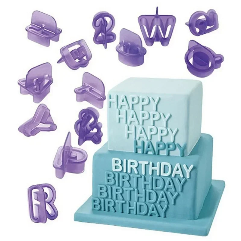 40 Pcs Fondant Letter Number Cookie Cutters, Alphabet Cake Stamp Tool Set for Cake Decorating Alphabet Cookie Cutters