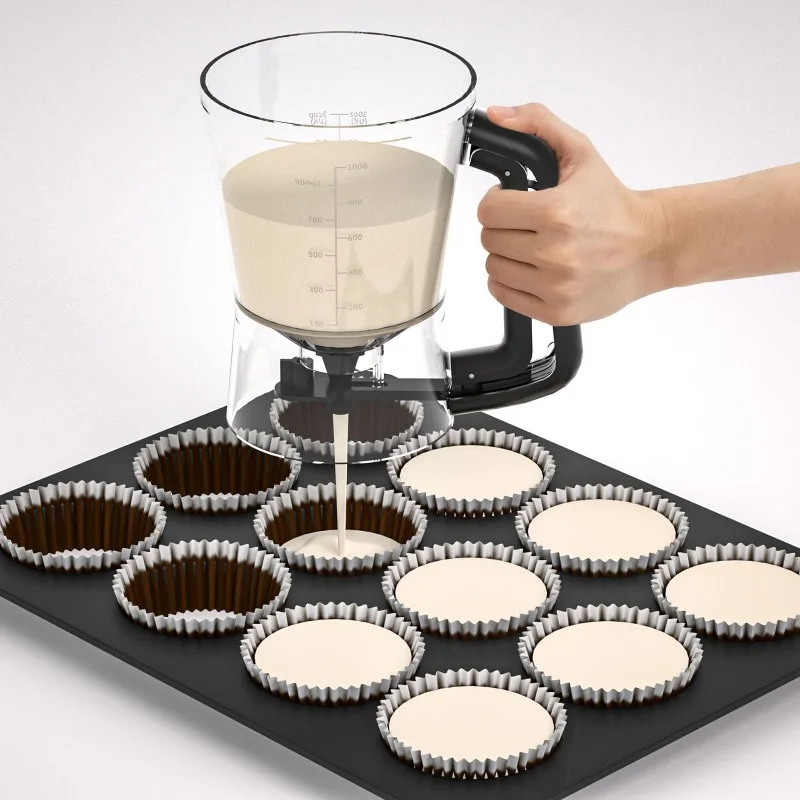 

New Batter Dispenser with Measuring Cup - Precision Pouring Funnel for Cupcakes & Muffins, Easy-Squeeze Handheld Baking Tool