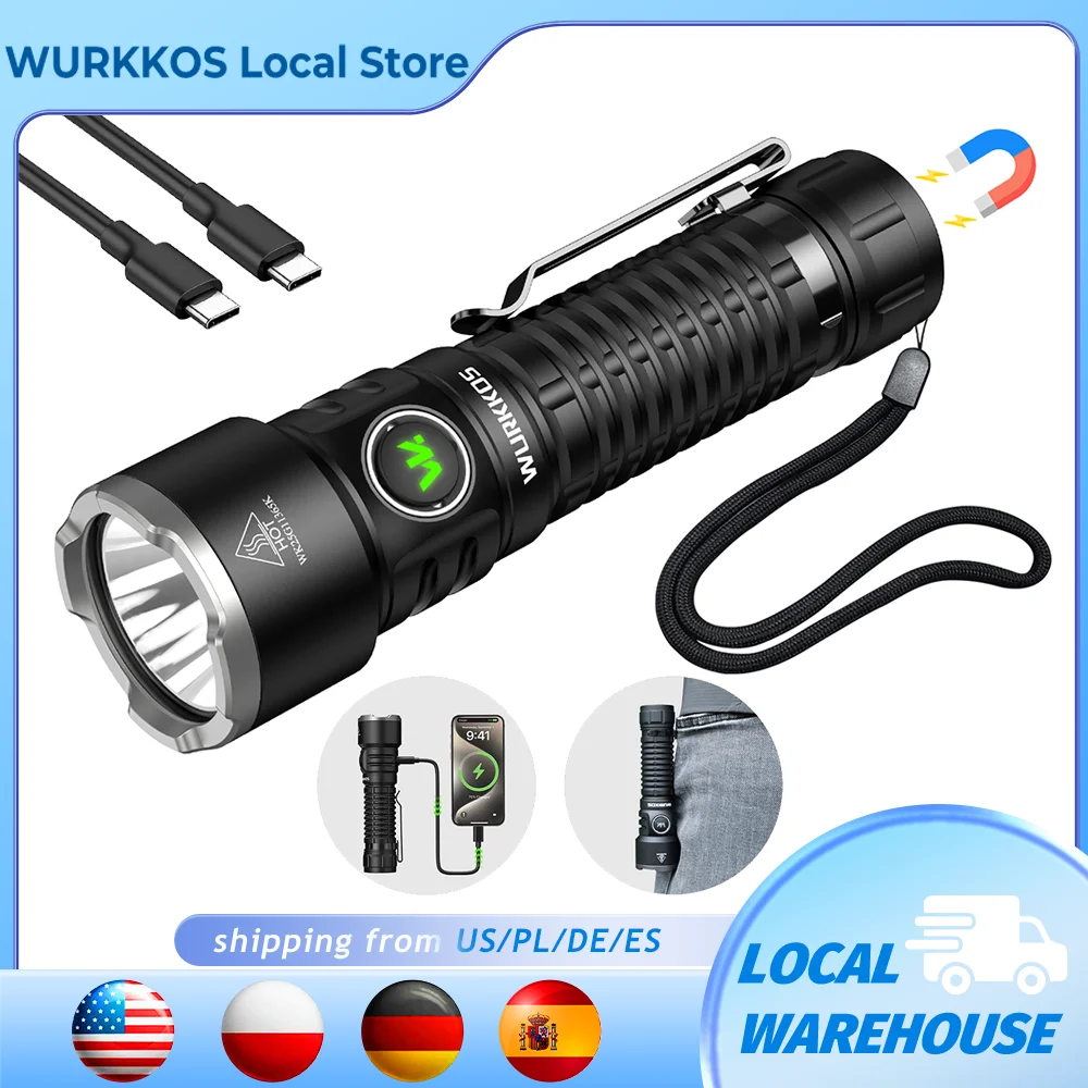 Wurkkos TS28 Taktische Taschenlampe 21700 Wiederaufladbar USB-C-Schnittstelle 3200 Lumen 506-Meter Strahlreichweite Magnetischer Endschalter