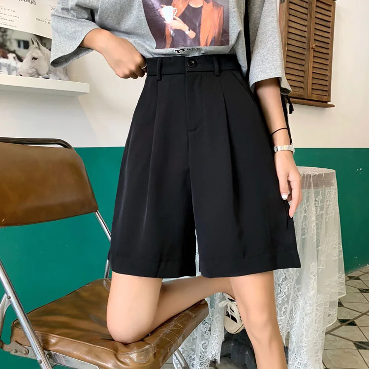 High Waist Straight Leg Suit Pants Women Summer 2025 plus Size Flattering Drapey Wide Leg Shorts Trendy Korean Style Commute