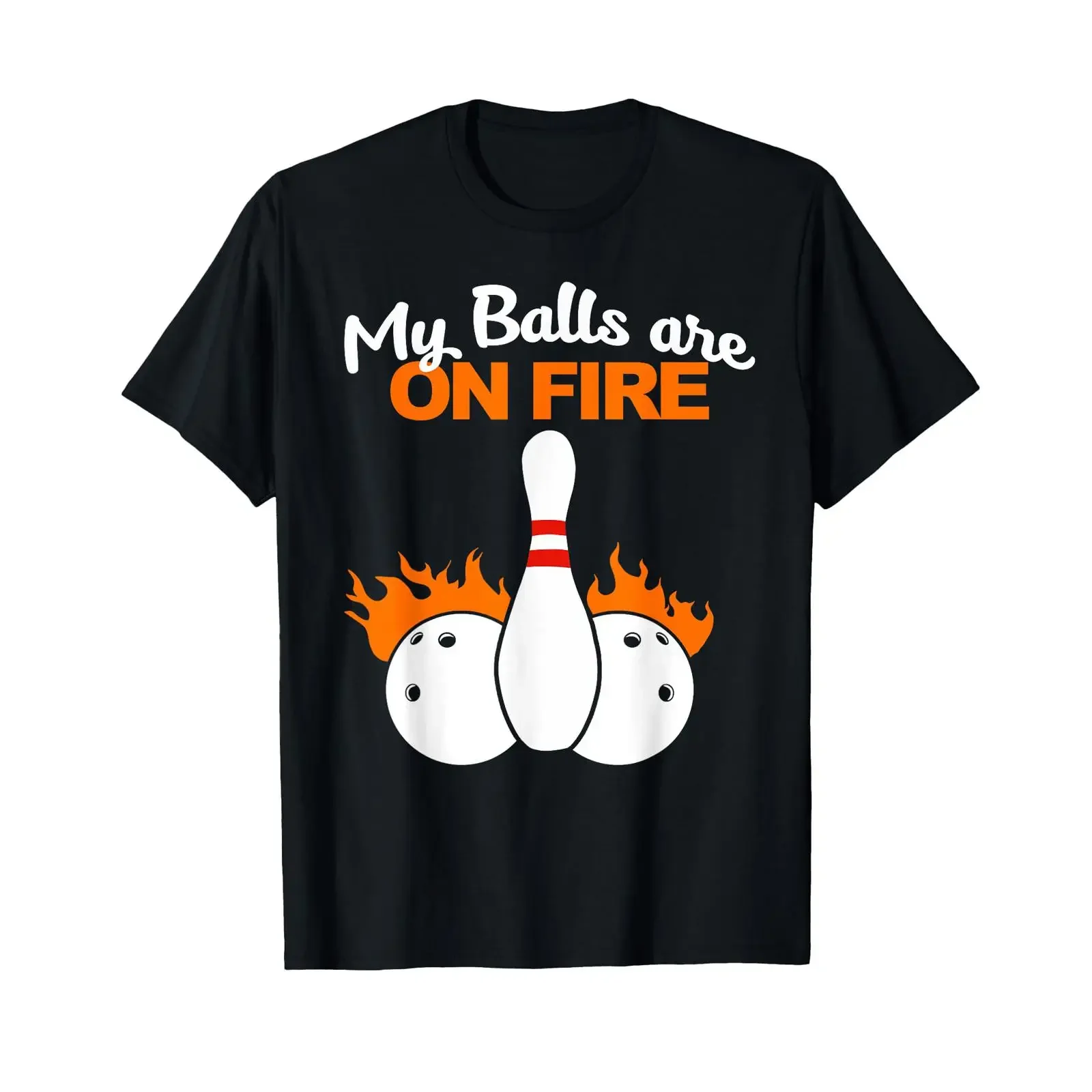 My Balls are on Fire funny bowling T Shirt vintage Washed Casual Stylish streetwear fashion homme Comfortable Breathable Soft