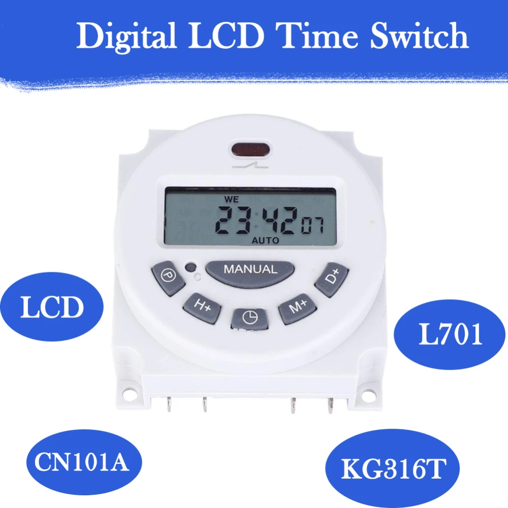12V/24V/110V/220V LCD Digital Display Programmable Control Power Timer Switch Relay L701 Time Control Switch Home Improvement