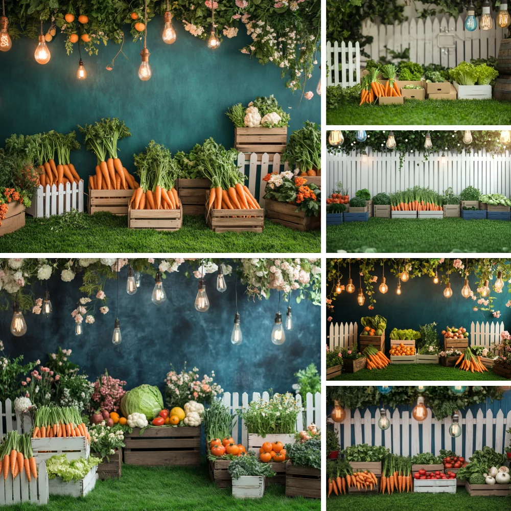 

Easter Day Photography Backdrop Green Garland Rabbit Bunny Eggs Carrot Kids Portrait Indoor Wooden Board Photocall Backgrounds