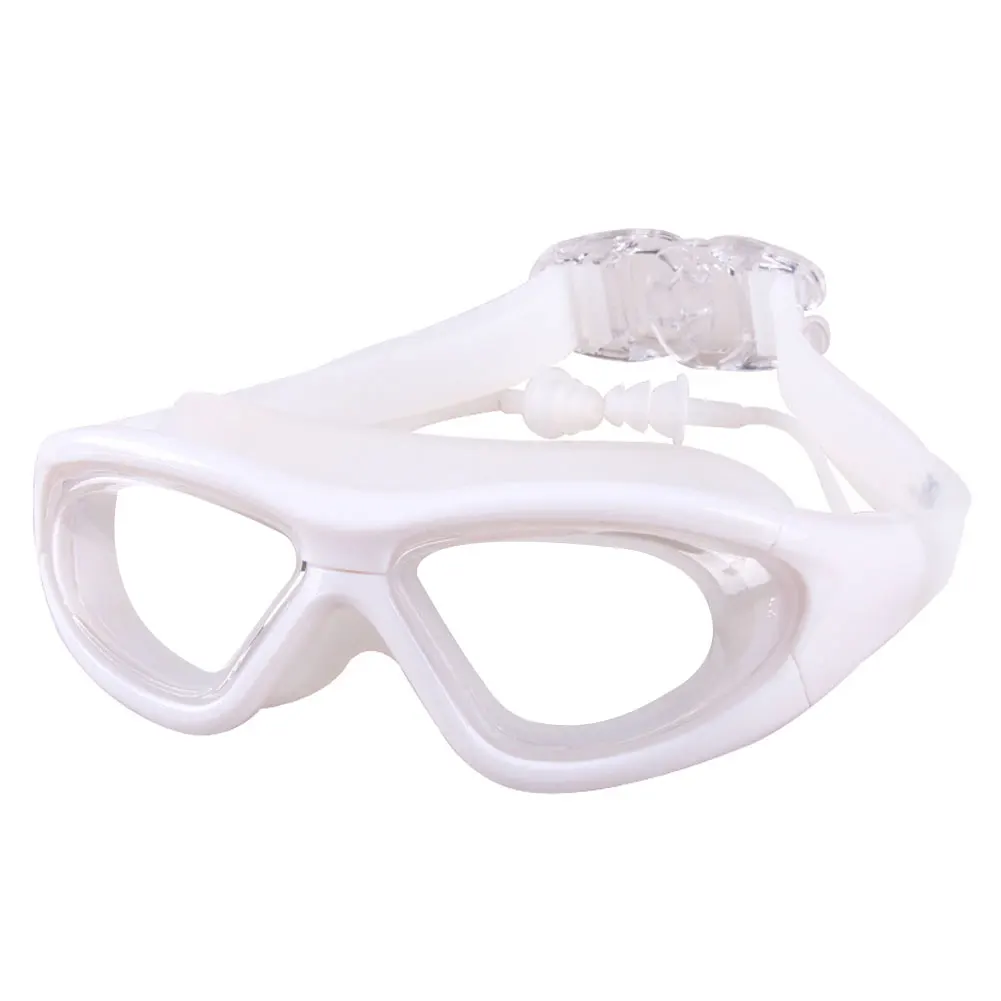 WSKEJI-Lunettes de natation anti-buée UV pour adultes, lunettes de protection pour hommes et femmes, bouchon d'oreille, lunettes de piscine