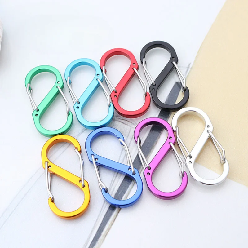 10Pcs Outdoor S-shaped Carabiners, Colorful 2-way Flattening Press, Quick Buckle Climbing Equipment