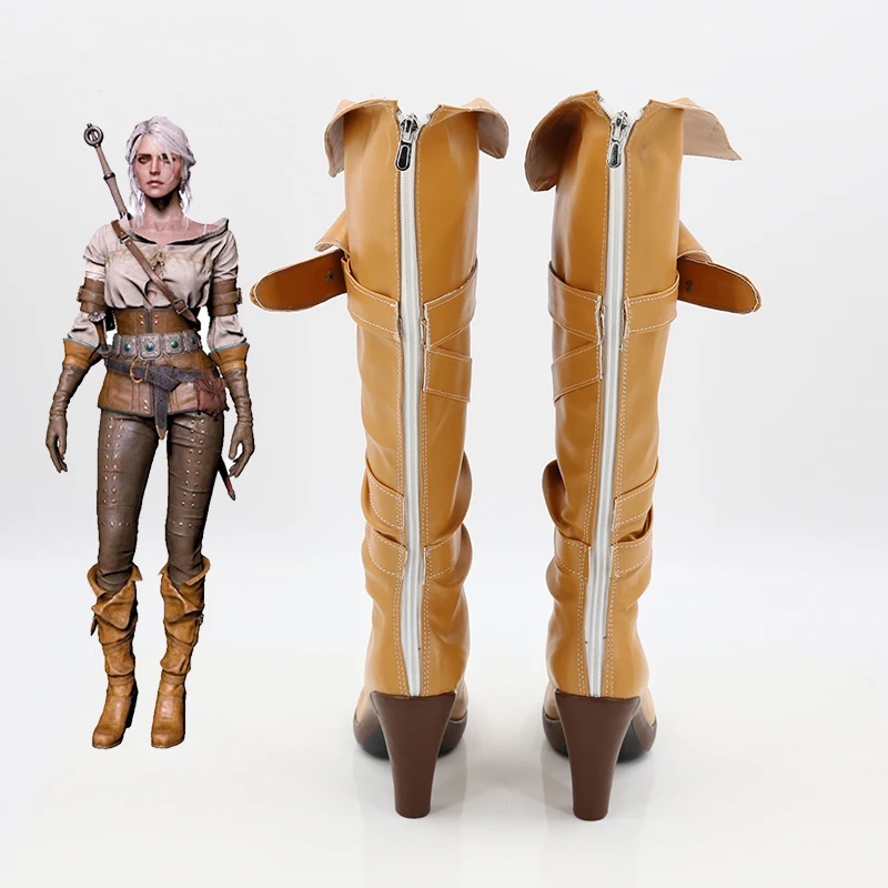 سيريلا فيونا إيلين ريانون أحذية سيري التأثيرية أحذية عالية الكعب للنساء أحذية بني إكسسوارات حفلة هالوين لعب الأدوار الأحذية