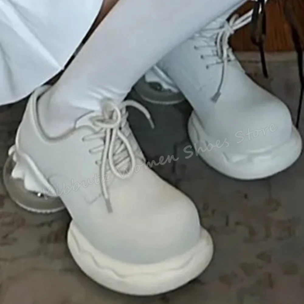 

Bubble Sole Mary Jane Sneakers Pumps Solid Color Lace-Up Fashion Elegant Sexy Novelty Women Shoes Round Heels Square Toe Newest