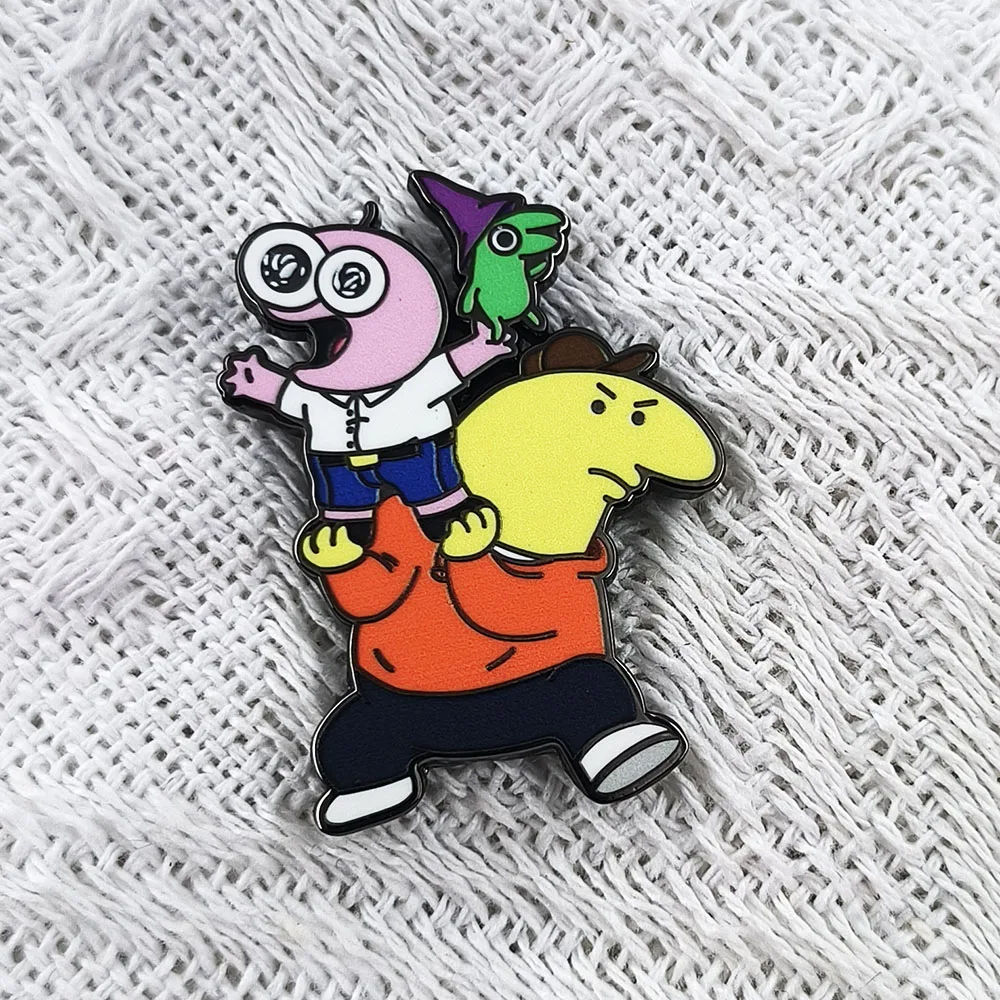 Smiling Friends Cartoon Character Brooch Classic American Comedy Animation Enamel Pin Creative Anime Peripheral Badge Decoration