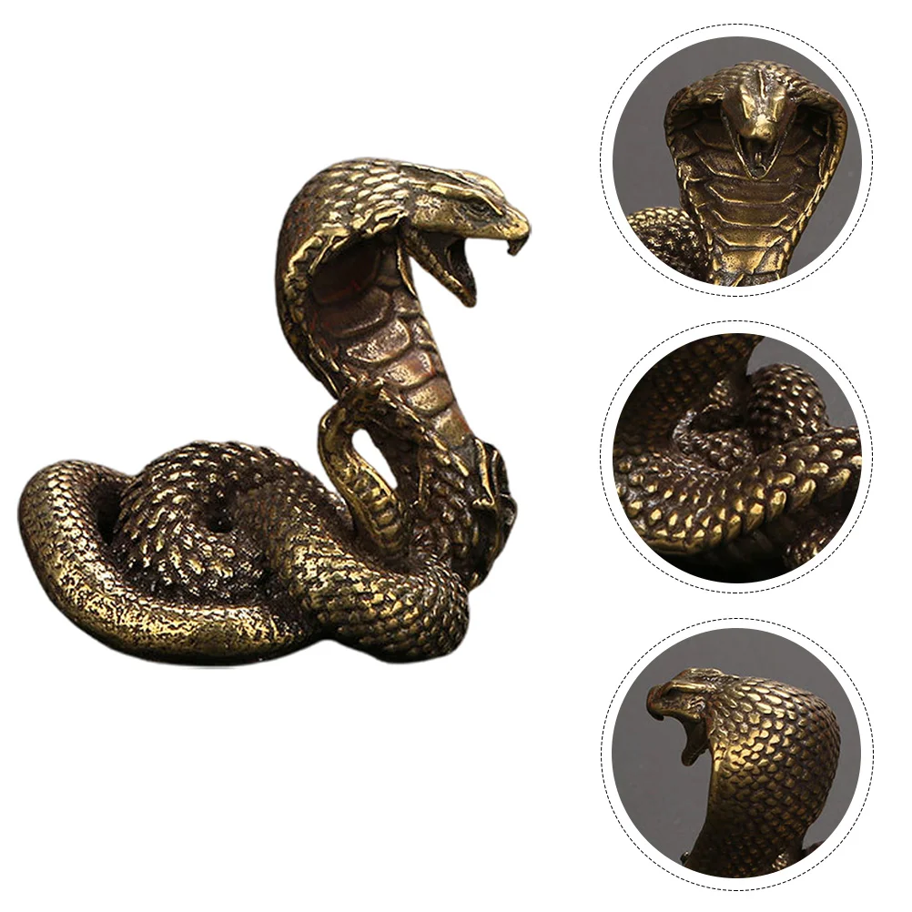 Bronze Tea Pet Dragon Figurine Feng Shui Snake Louse Plush Animal Creative Brass Statue Ornament Dashboard