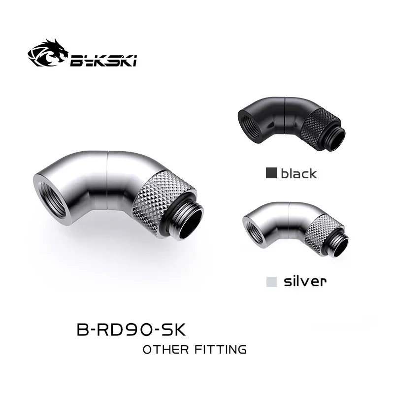 

Bykski 90/180 Degree Snake Angled Fitting,360 Degree Rotatable Elbow Water Cooling Connector G1/4 F-M Thread,B-RD90-SK