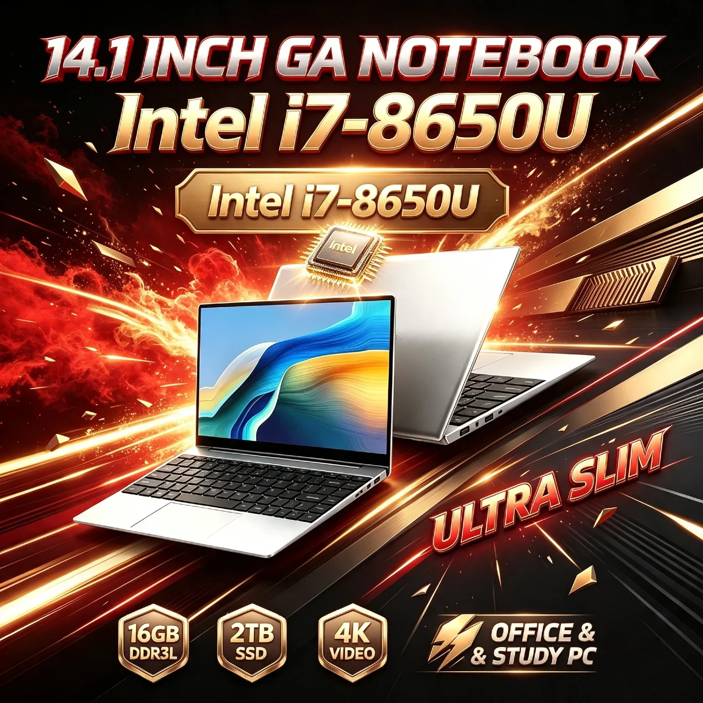 Intel Core i7 8650U 14.1 Inch Ultra Slim Laptop 4C8T 1.9 4.2GHz 32GB RAM 2TB SSD Gaming PC Gamer Office HD 1920x1080 Ultra