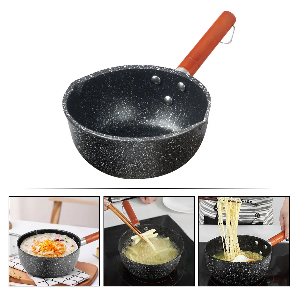 

1pc Small Milk Sauce Pot Non-Stick Wrought Iron Granite Coating Stew Cooking Pan Gas Induction BBQ Eggs Clean Kitchen