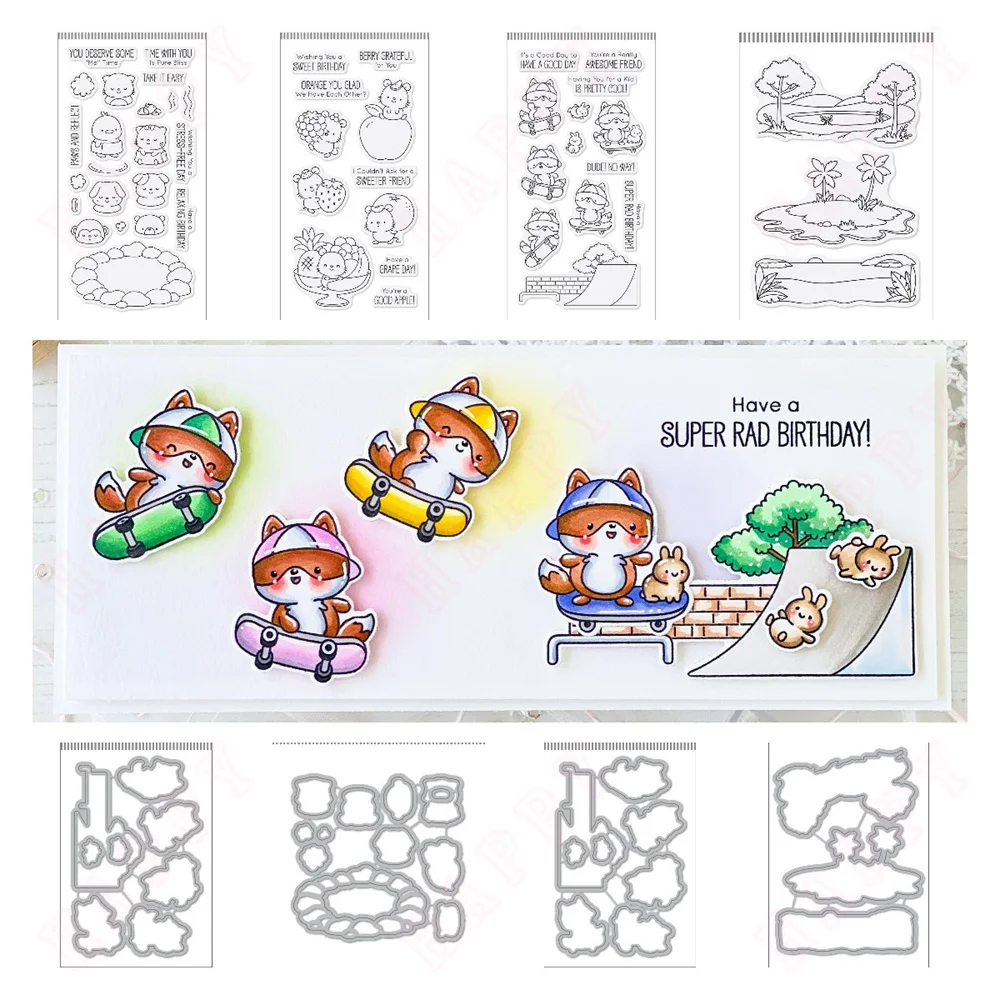 

Summer Scenes New 2024 Cute Animals Clear Stamps And Cutting Dies For DIY Scrapbooking Paper Card Making Decoration Craft Album