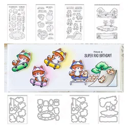 Summer Scenes New 2024 Cute Animals Clear Stamps And Cutting Dies For DIY Scrapbooking Paper Card Making Decoration Craft Album