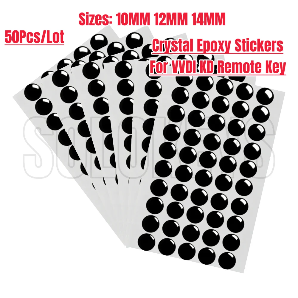 50Pcs/Lot 10MM 12MM 14MM DIY Crystal Epoxy Stickers For VW Volkswagen Škoda Xhorse SEAT Cupra VVDI KD Remote Key