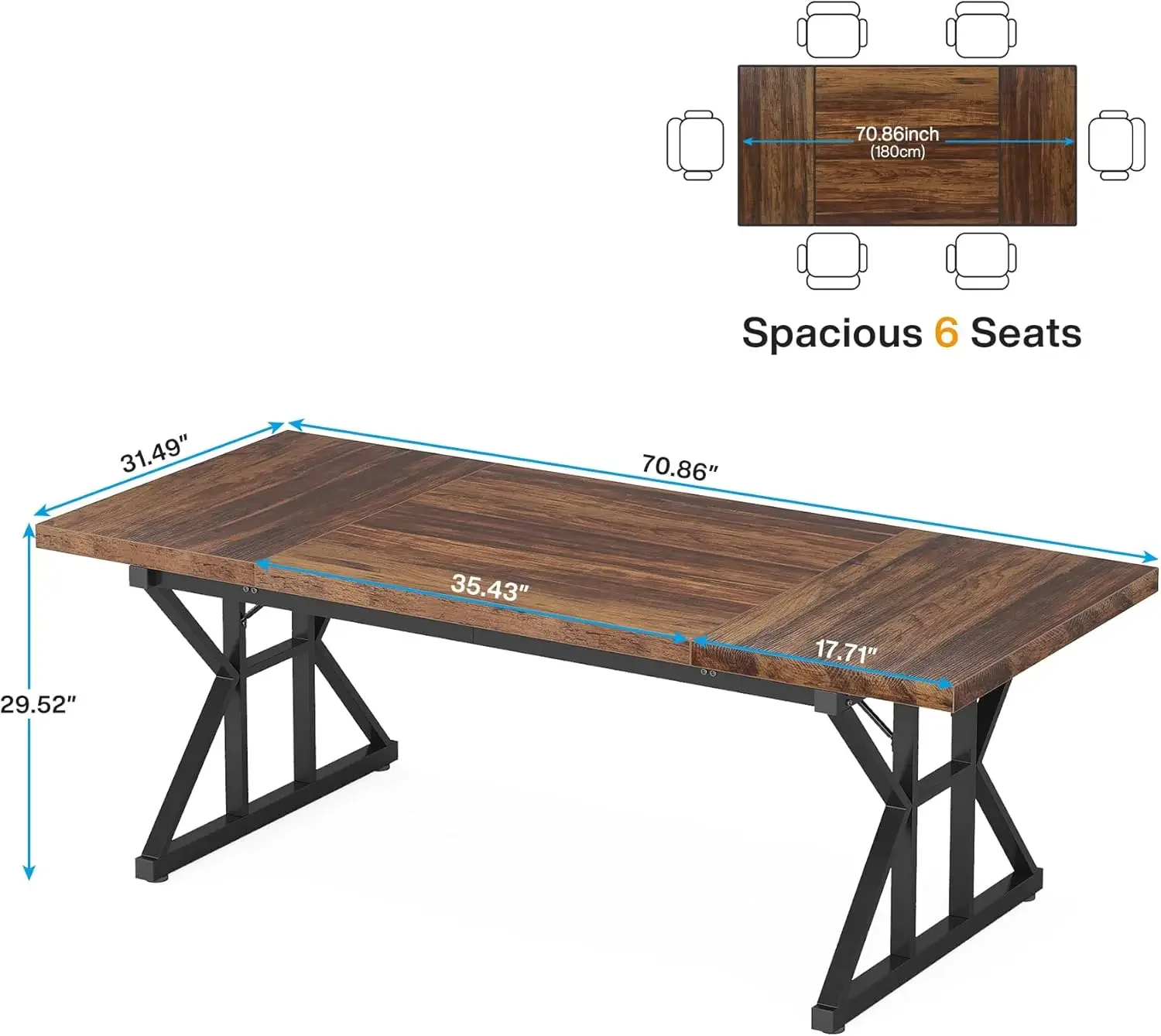 70.8-Inch Executive Desk, Large Computer Office Desk Workstation, Modern Simple Style Laptop Desk Study Writing Table