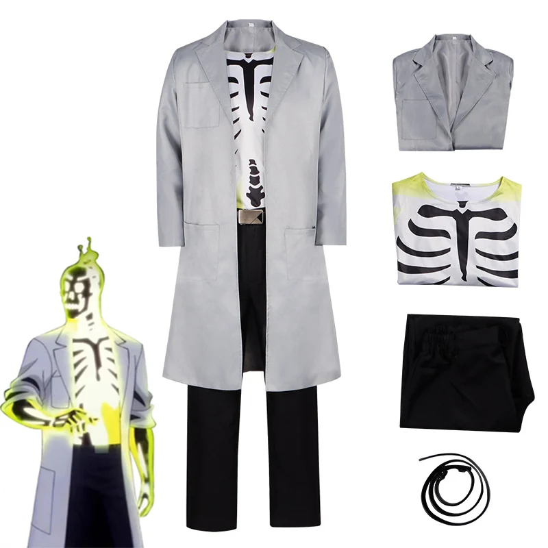 

CosplayCommandos Anime Creature Dr. Phosphorous Cosplay Costume White Coat Top Belt Pants Halloween Fantasia Adult Men Disguise
