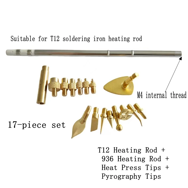 T12/936 Hot-Swap Nut Pyrography Soldering Tips, Heat-Set Insert Tool, 3D Printing Modification & Finishing Tool with Brass Threa