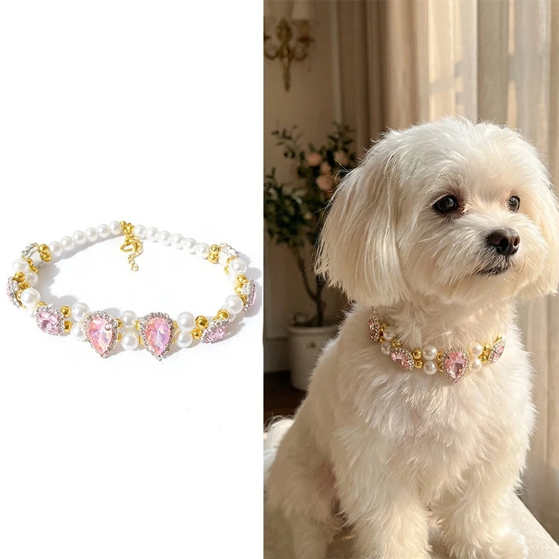 

Chunky Pearl Dog Necklace Rhinestone Luxury Fashion 2026 Adjustable Cute Dog Collar Jewellery Accessories Wedding Party