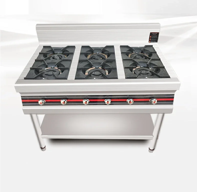 

Commercial Stainless Steel with Stand Gas Stove Cooking Equipment 4/6 Burners Gas Stove