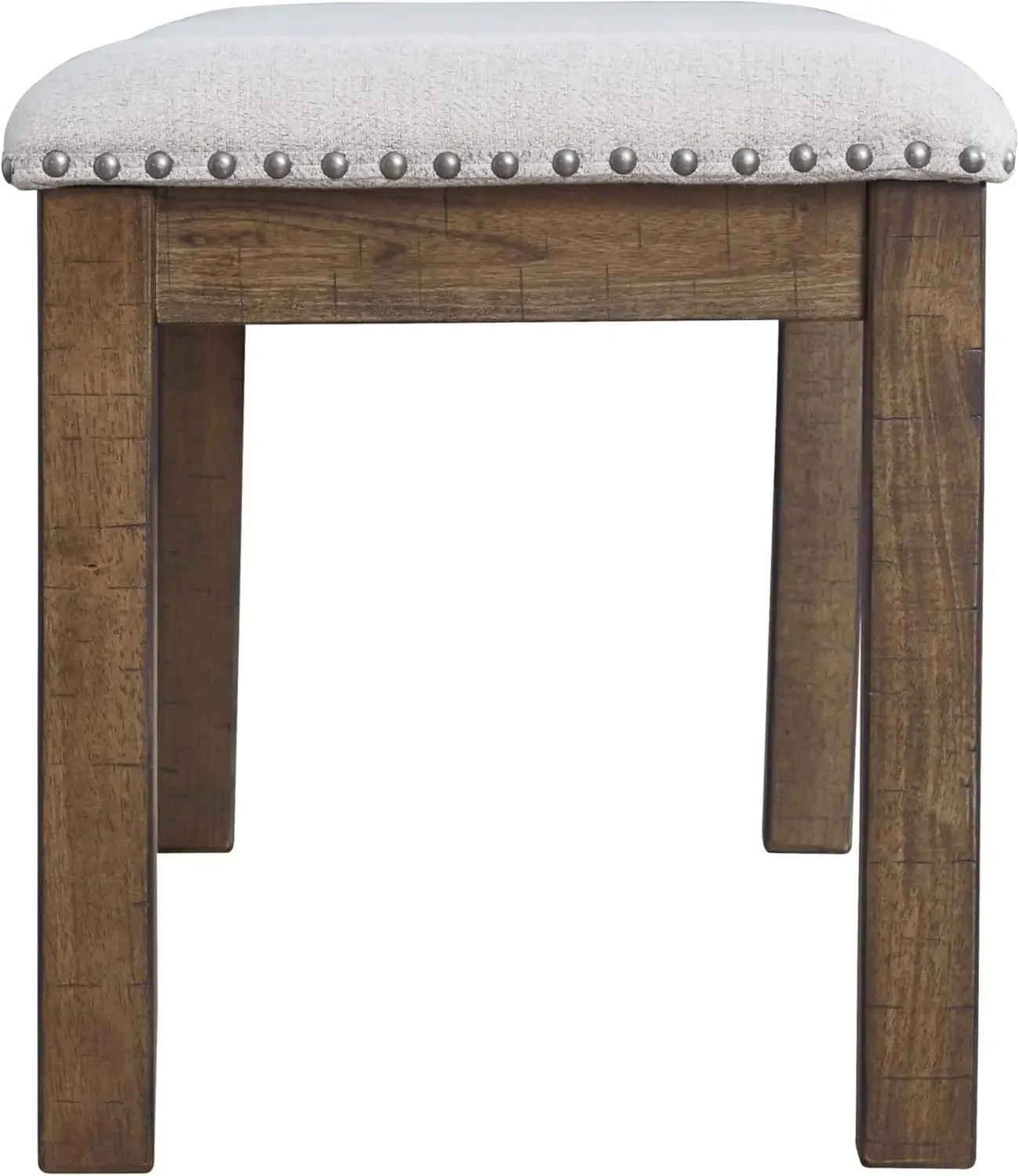 Casual Rustic Upholstered Dining Bench, Grey & Brown