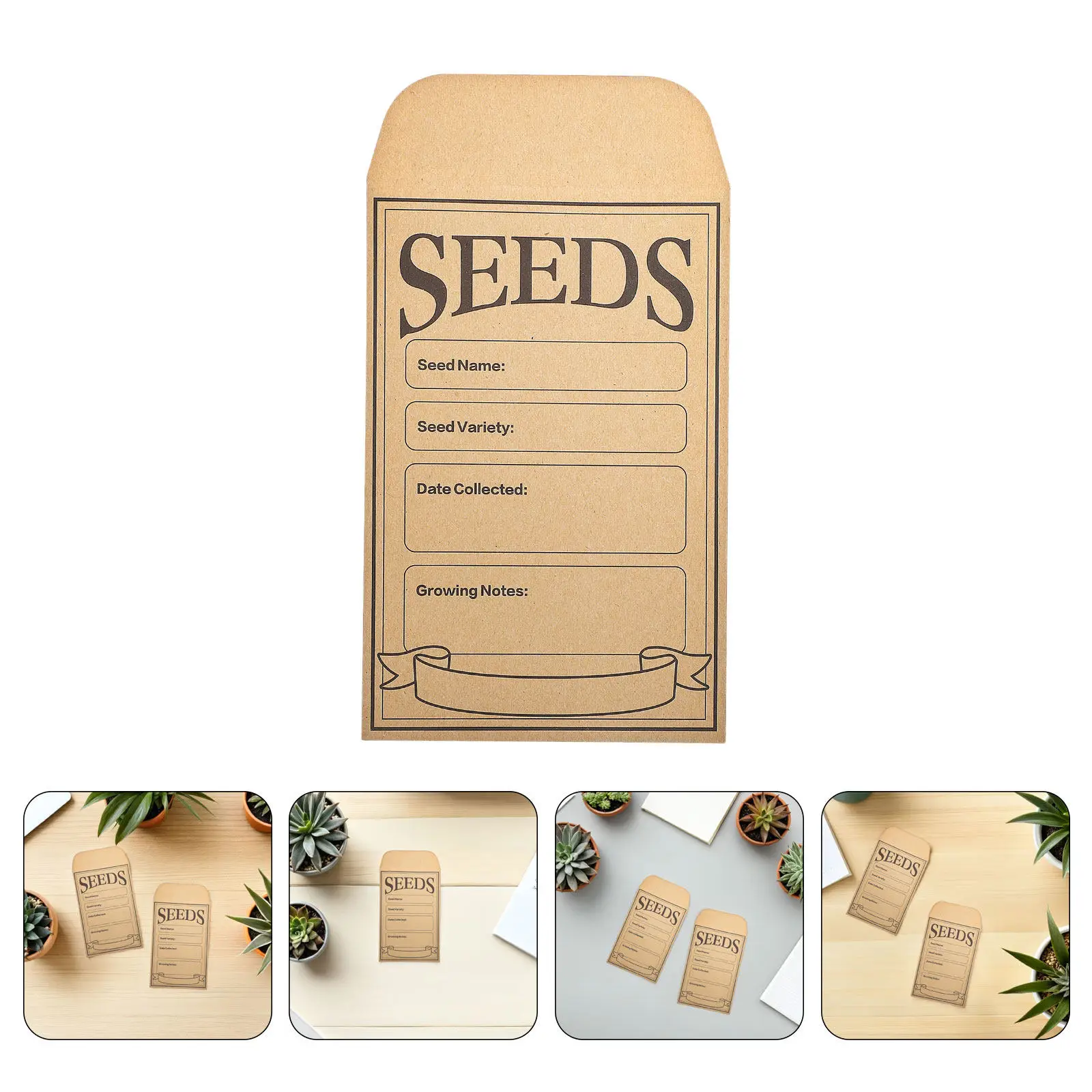 

50Pcs Small Kraft Envelopes Resealable Self-Adhesive Seed Packet Envelopes for Garden Seed Saving Coin Storage Blank Labeling
