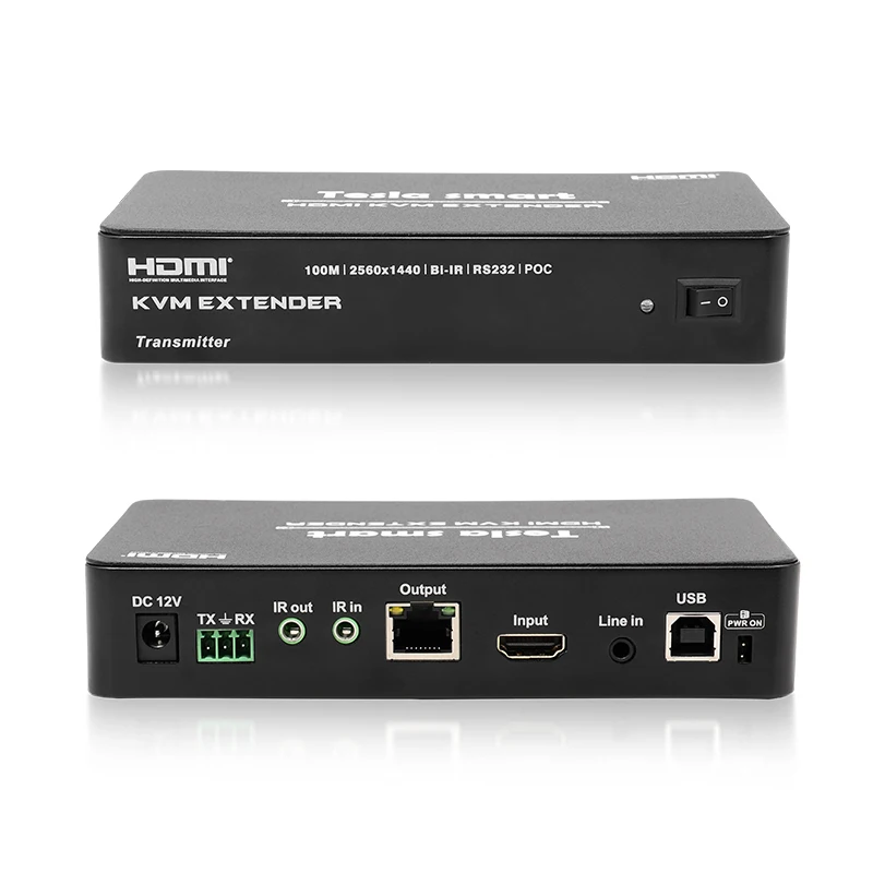 TESmart UHD HDMI Extender HDMI KVM Extender Over Cat5e/6/7 up to 100M   Zero Latency KVM Extender Over IP