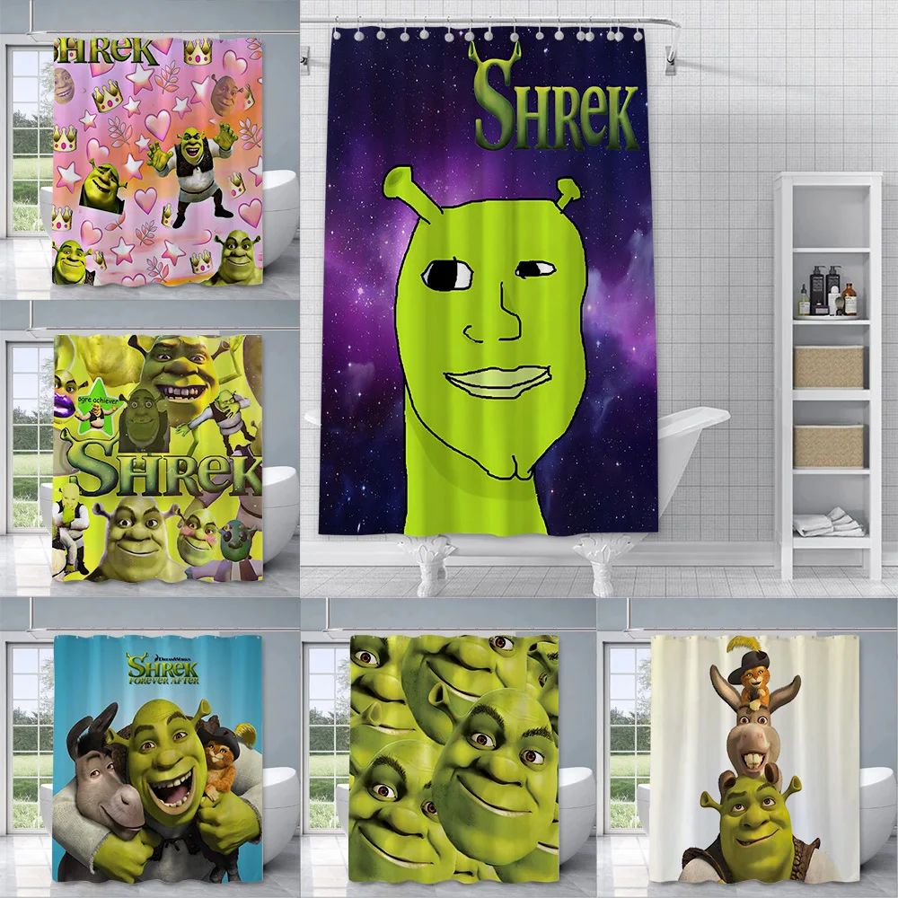 Cartoon S-Shrek Shower Curtain Waterproof Polyester Fabric Paint Colorful Bath Curtains Home Bathroom Decor Curtain With Hook