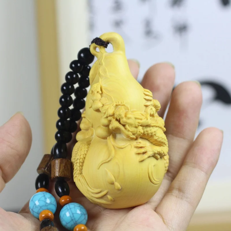 Boxwood Carving Xianglong Gourd Chinese Men's Portable Hand Toy Hand Pieces Zodiac Dragon Best-Seller on Douyin Crafts