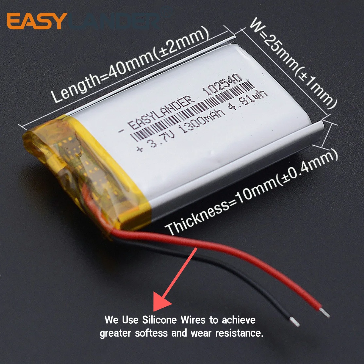 3.7 فولت، 1300 مللي أمبير 102540 922543   بطارية ليثيوم أيون / ليثيوم أيون البوليمر تحل محل المسجل في المرآة 102439   جهاز تسجيل فيديو جي بي إس