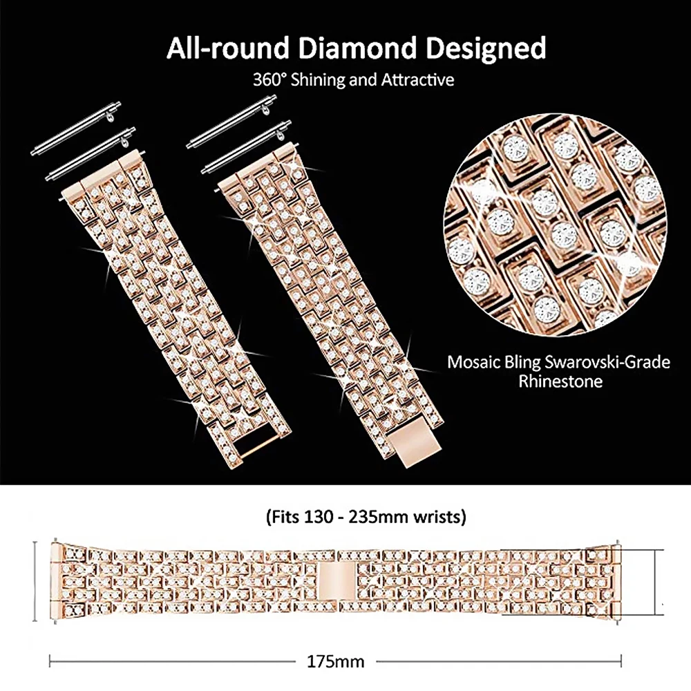 Women Diamond Stainless Steel Strap for HONOR Magic 2 42mm 46mm Metal Band for Honor Watch ES GS Pro ES Bracelet Belt 20mm 22mm