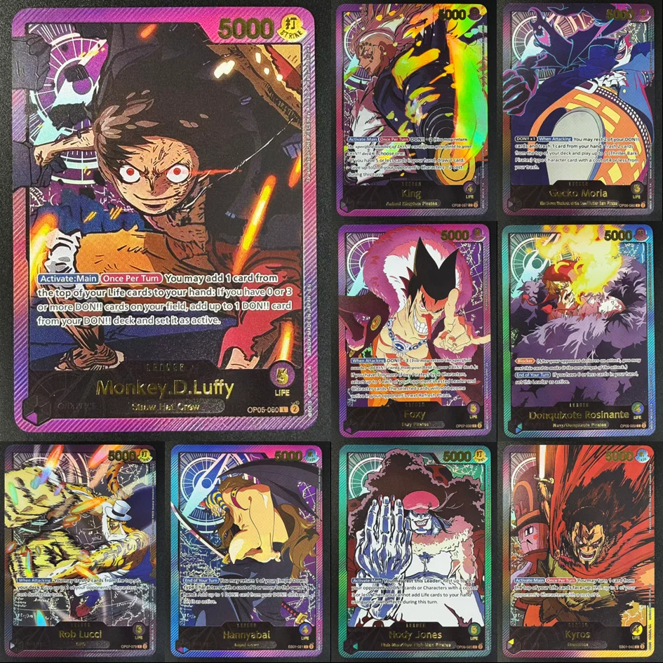 

DIY One Piece Card Game Leader Card Luffy Lucci King Moria Hody Jones Kyros OPCG English TCG Anime Collection