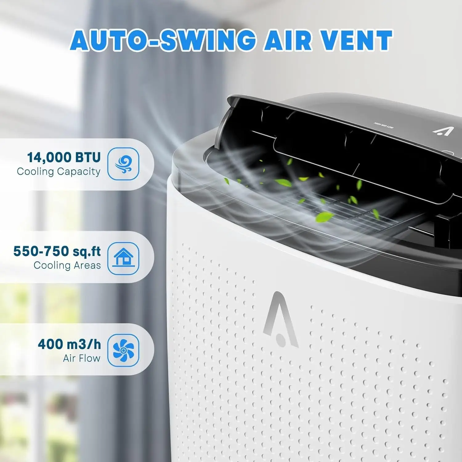 Portable Air Conditioner, 14000 BTU Portable AC Unit, Cool/Dry/Fan/Sleep Mode, 24H Timer, Window Kit & Remote Control Included, Quiet Operation, Fast Cooling for Bedroom/Office/Living Room