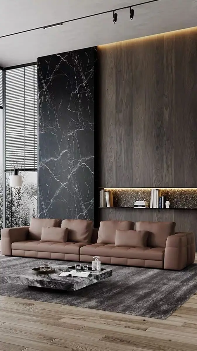 Luxuriöses Design Schwammgefülltes L-förmiges Ecksofa-Set mit Vakuumverpackung für Wohnzimmermöbel