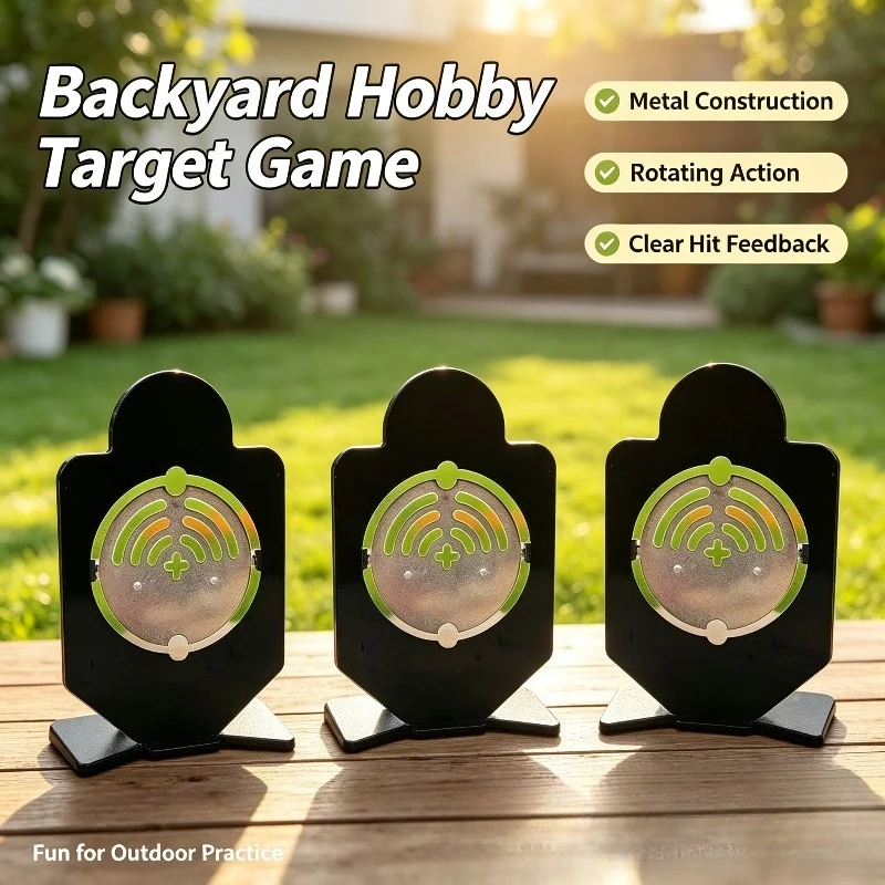 Sturdy Metal Practice Target with Hit Sound Effect Self Reset Hobby Game Accessory