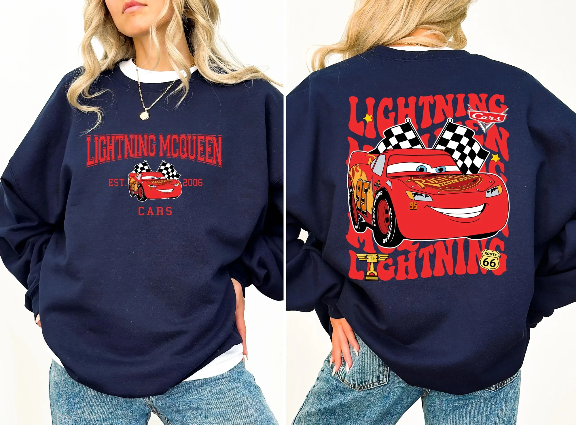 2022 Disney Pixar Cars Sweatshirt Lightning McQueen Sweatshirt Radiator Springs Piston Cup Sweatshirt Cars Est 2006 Sweatshirt