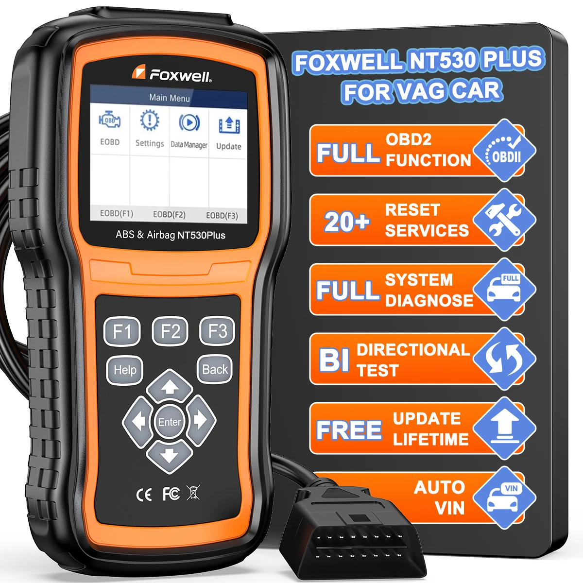 Scanner OBD2 WiFi Foxwell NT530 Plus per Diagnostica Completa BMW Nissan Ford, Reset Olio, Spurgo ABS, Lettore Codici, Test Attivi, EPB