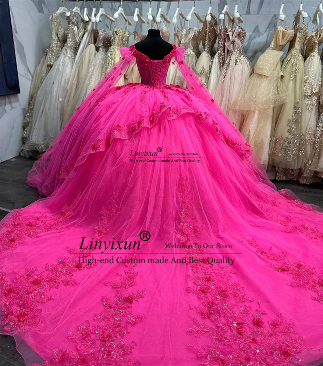 Vestidos de Quinceañera de princesa Mexi de lujo, apliques con hombros descubiertos, cuentas de cristal, perlas, dulce 15 16, vestidos de graduación con cordones, 2024