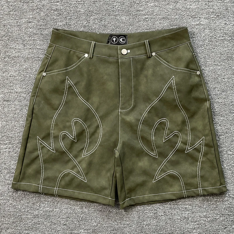 

THUG CLUB Шорты Suede Street Original Label TC Металлический логотип Вышивка Звезда Луна Шорты-брюки Мужчины Женщины Thug Клубные брюки