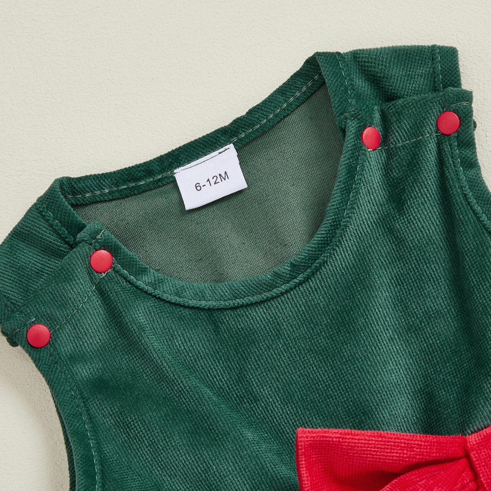 FOCUSNORM 0-4Y جميل الاطفال الفتيات عيد الميلاد سروال قصير فستان سانتا كلوز التطريز القوس ديكور الجولة الرقبة بلا أكمام ألف خط فستان #4