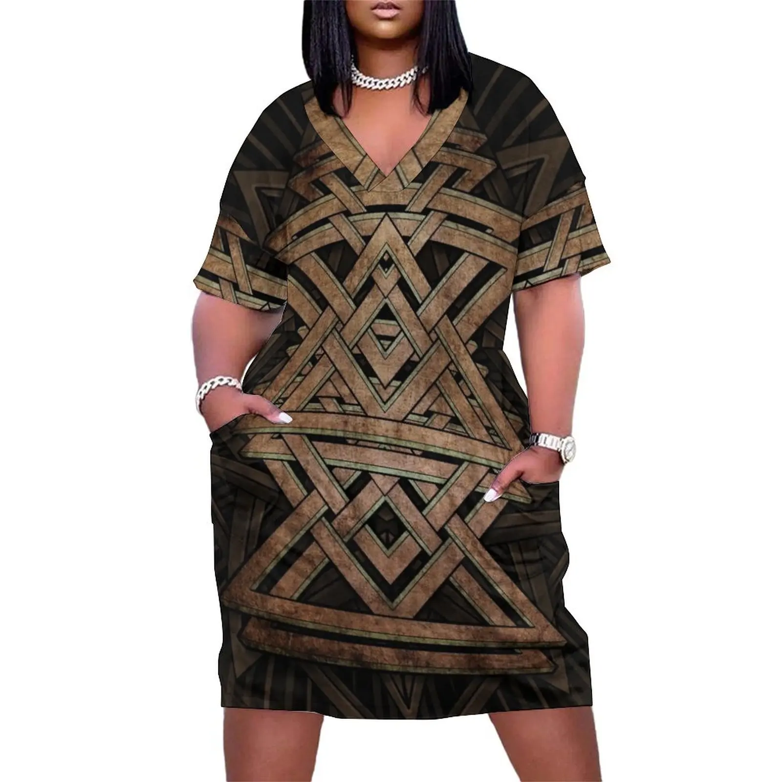 Infinity hourglass symbol Loose Pocket Dress Womens dresses women