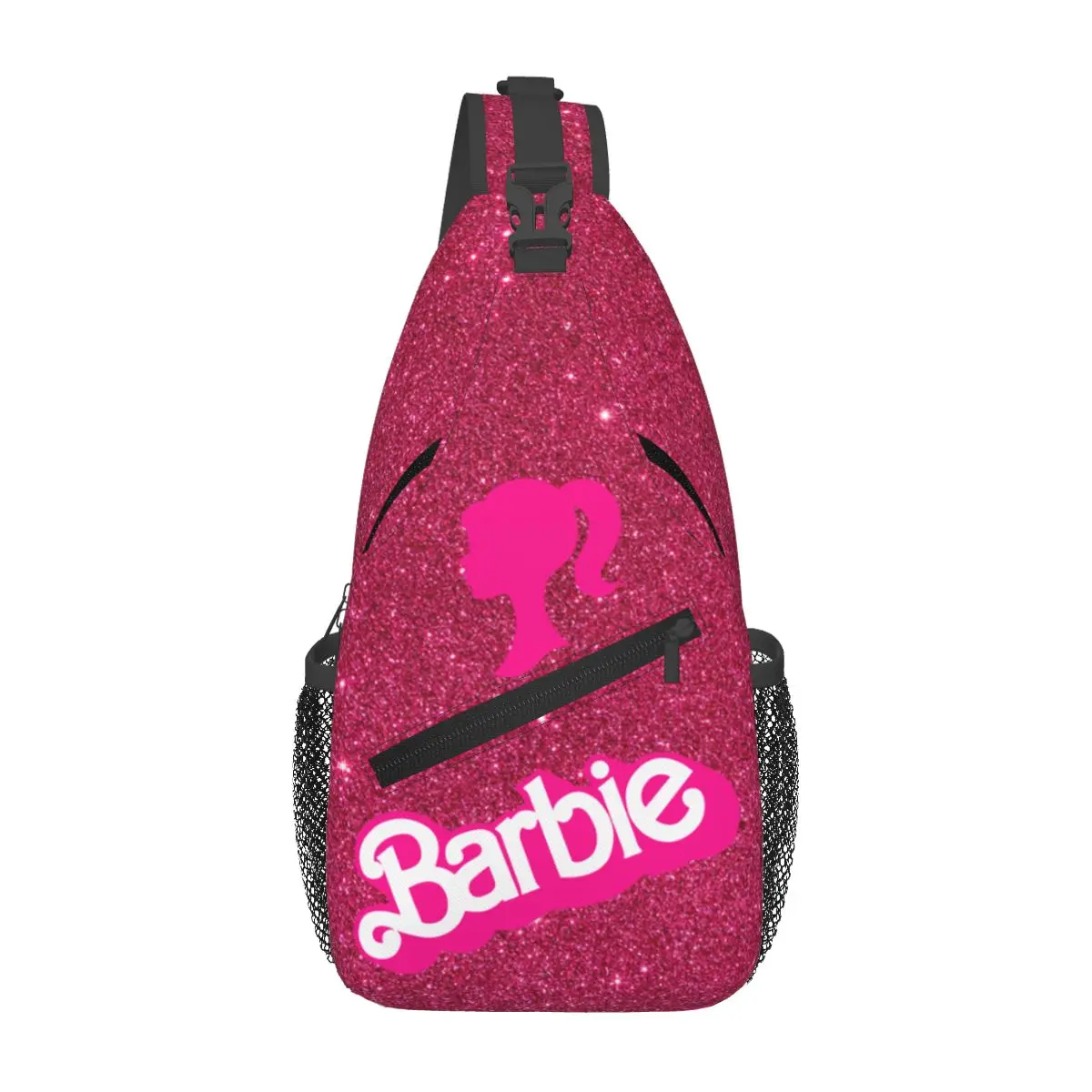 Pink Barbie Sling Bag Merch Casual For Unisex Sparkly Print Crossbody Backpack