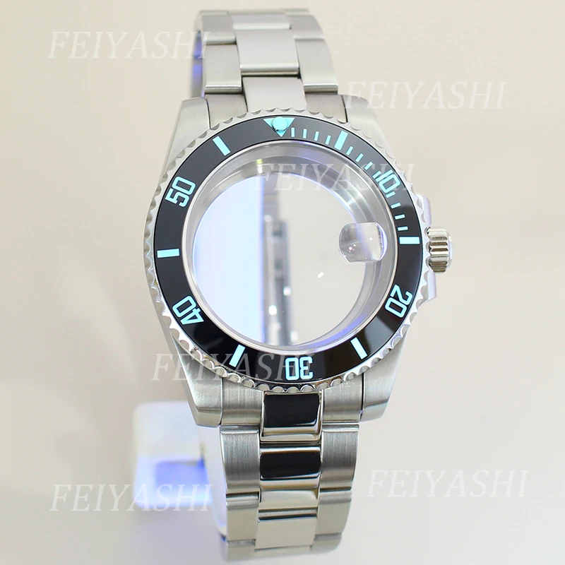 40mm Men's Watch Case Sapphire Glass Luminous Bezel For Seiko NH35 NH34 NH36/38 Miyota 8215 ETA 2824 Movement 28.5mm Dial Parts